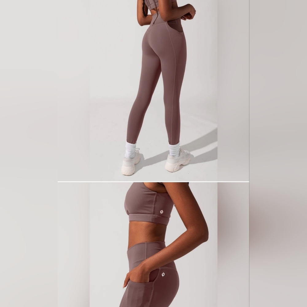 Popflex Crisscross Hourglass® Leggings with Pockets- Peppercorn L 27"